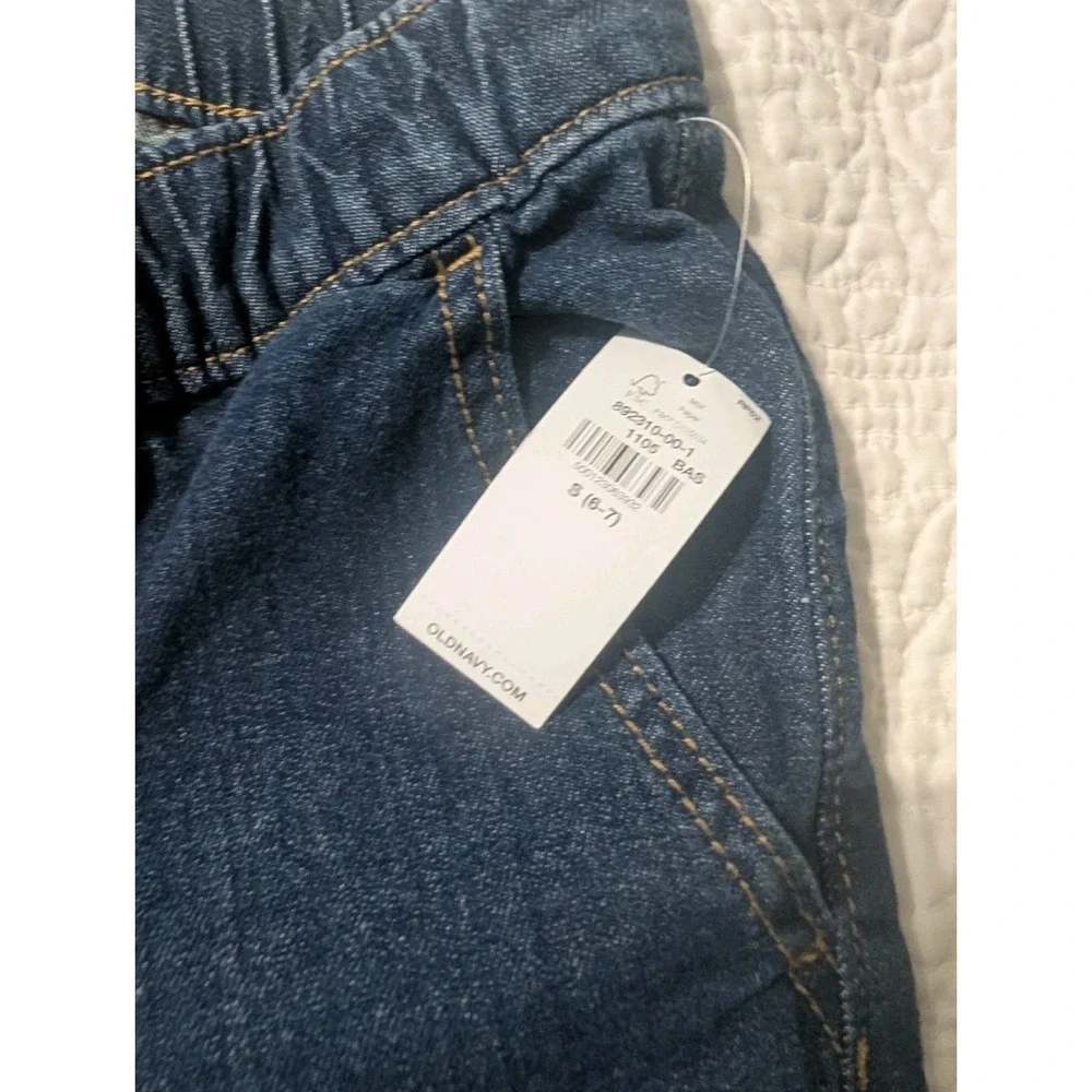 Old Navy Boys Straight Pull-On Jeans Size 6/7 NWT Dark Wash Elastic Waist